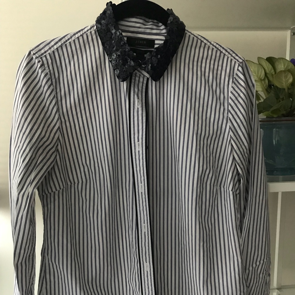 Jcrew Sequin Collar Button-Down